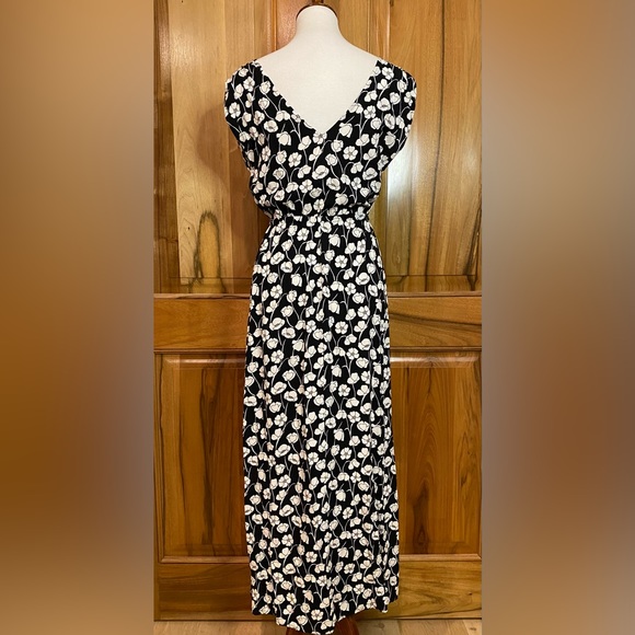 GAP - Floral Printed Black Draped Sleeveless Rayon Maxi Dress - EUC - S - Picture 5 of 12